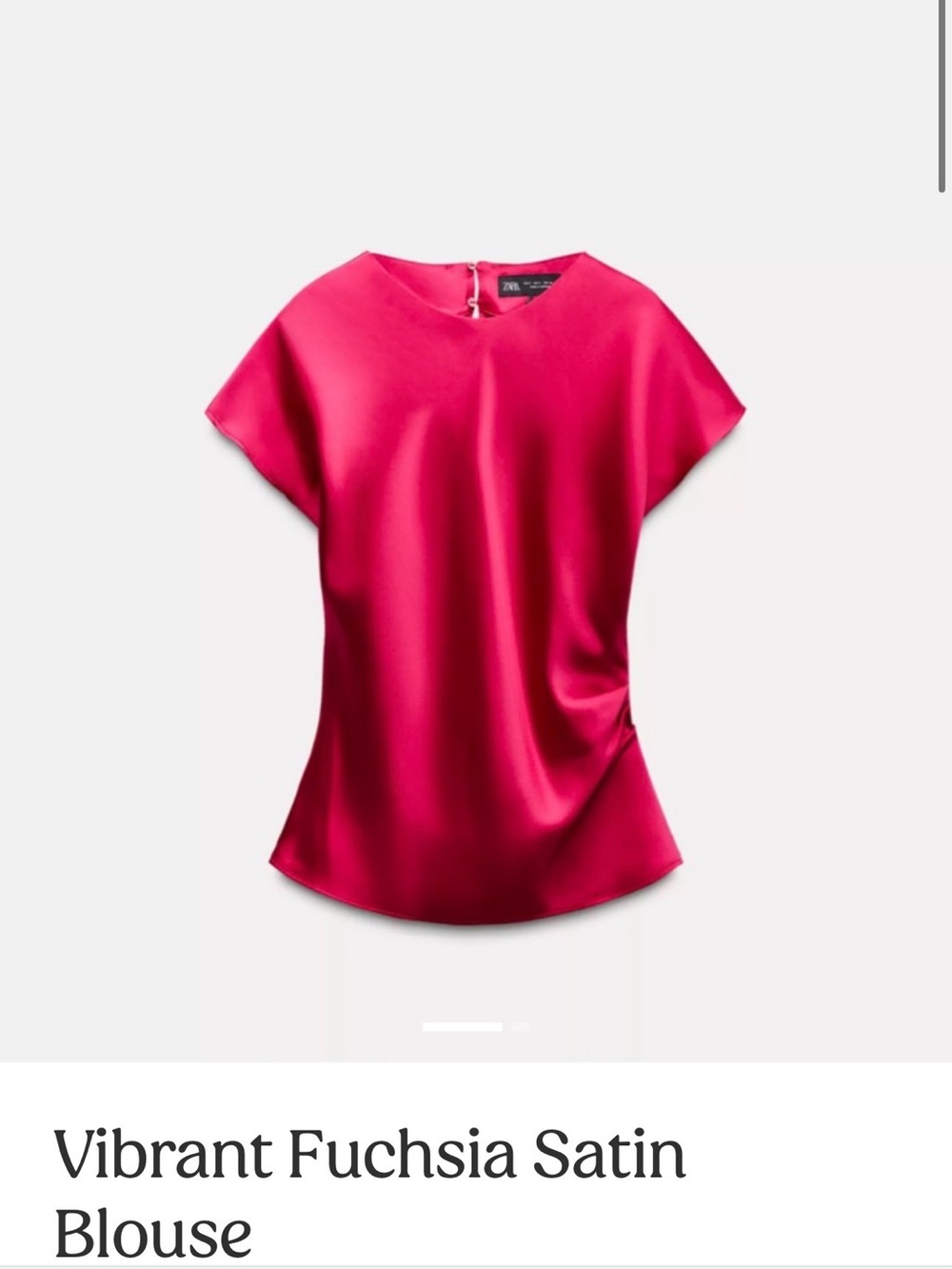 Zara Satin Cap-Sleeve Blouse in Vibrant pink
